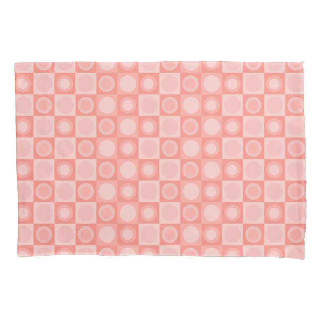 Retro MCM Geometric Pattern Salmon Pink Pillow Case (Front)