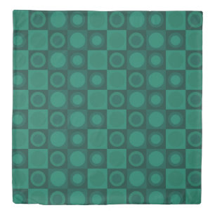 Retro MCM Geometric Pattern Teal Duvet Cover