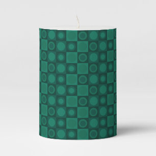Retro MCM Geometric Pattern Teal Pillar Candle