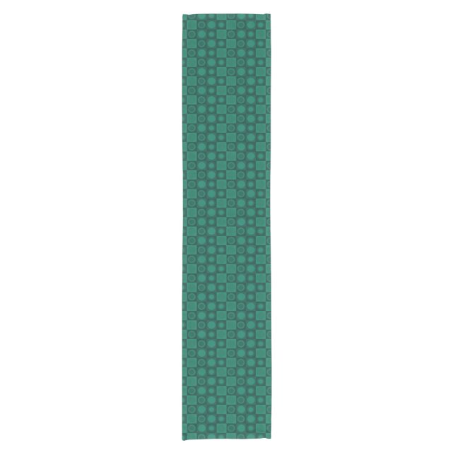 Retro MCM Geometric Pattern Teal Short Table Runner (Front)