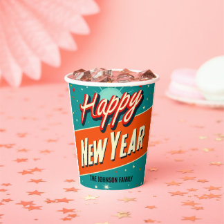 Retro MCM Happy New Year  Paper Cups