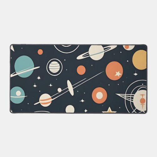 Retro MCM Space Age Stars and Planets Desk Mat