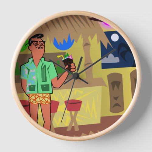 Retro MCM Tiki   Clock