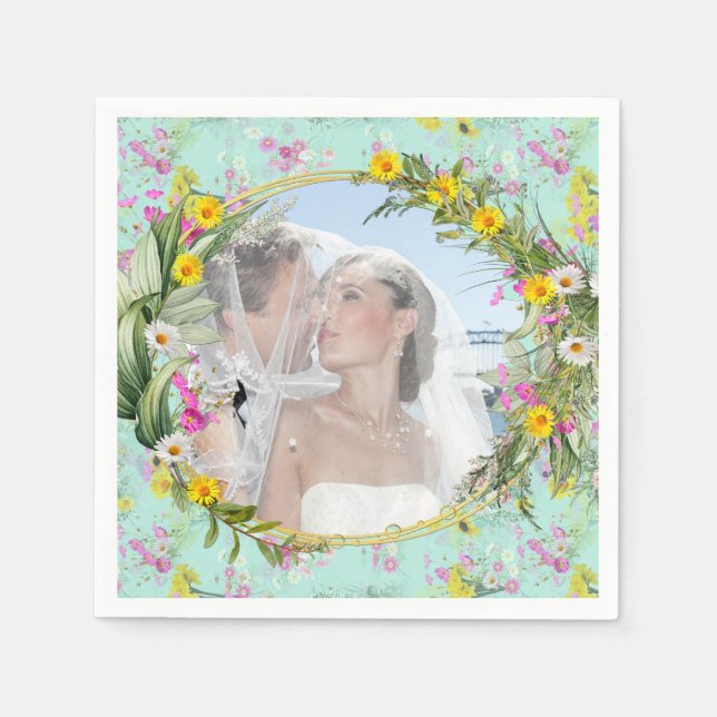 Retro Meadow Classic Flowers Napkins (Front)