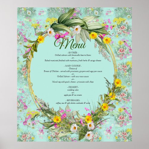 Retro Meadow Classic Flowers Poster