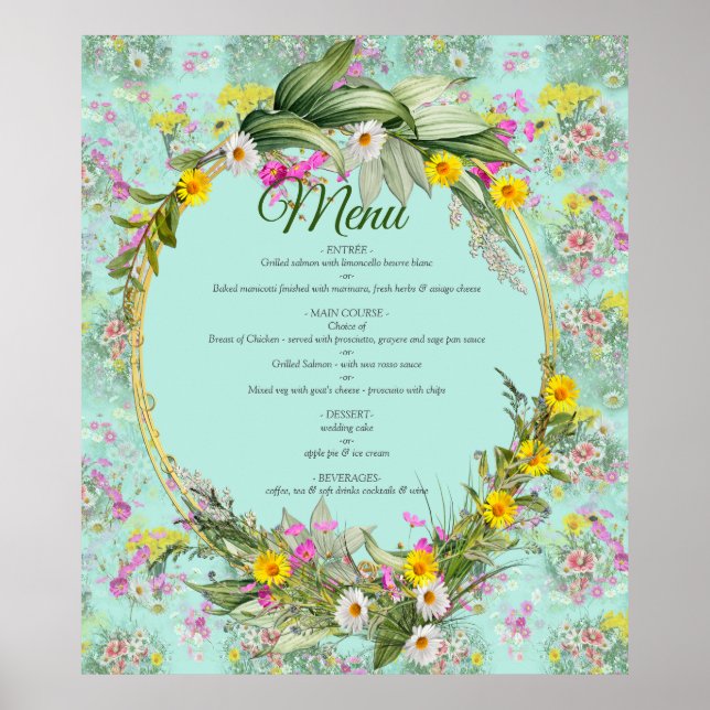 Retro Meadow Classic Flowers Poster (Front)