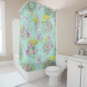 Retro Meadow Classic Flowers Shower Curtain