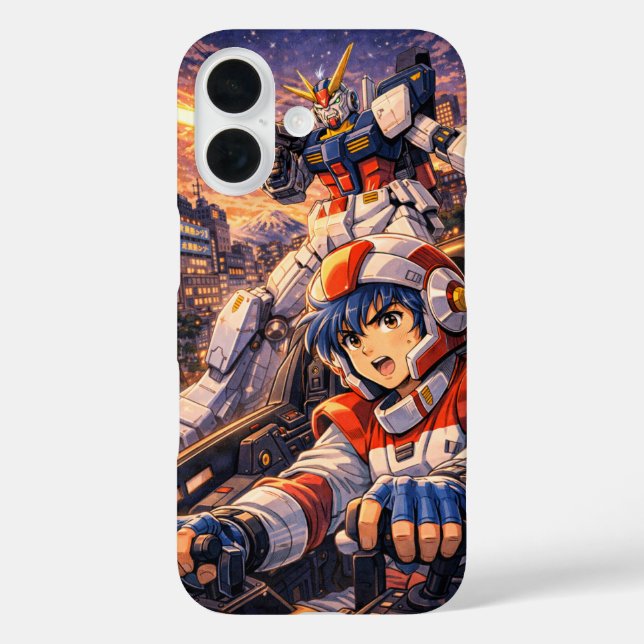 Retro Mecha Pilot City Battle Case-Mate iPhone Case (Back)