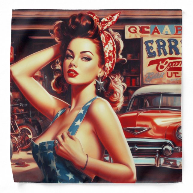 Retro Mechanic Girl Bandana (Front)