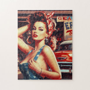 Retro Mechanic Girl Jigsaw Puzzle