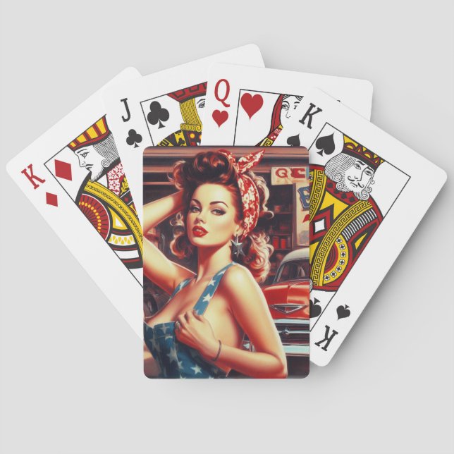 Retro Mechanic Girl Poker Cards (Back)