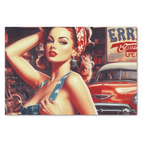 Retro Mechanic Girl Tissue Paper