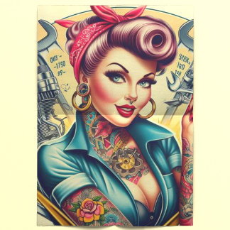 Retro Mechanic Girl Tissue Paper