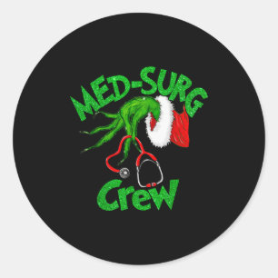 Retro Med-surg Crew Nurse Stethoscope Christmas Xm Classic Round Sticker