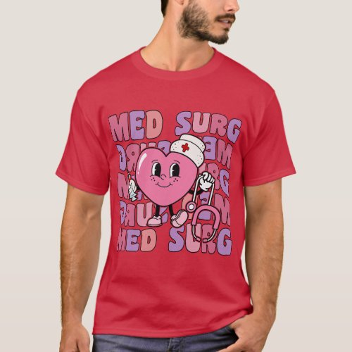 Retro Med Surg Heart Cute Valentines Day Women Nur T_Shirt