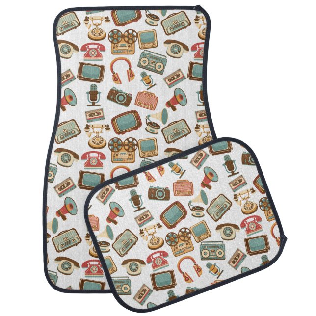 Retro Media Pattern car floor mats (Set)