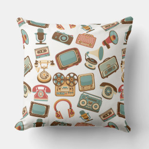 Retro Media Pattern throw pillows