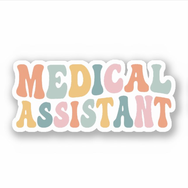 Retro Medical Assistant, Med Assistant Graduation Sticker (Front)