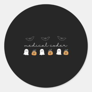 Retro Medical Coder Pumpkin Ghost Worker Halloween Classic Round Sticker