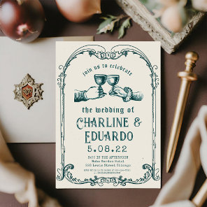 Retro  Medieval engraving Art Wedding  Invitation