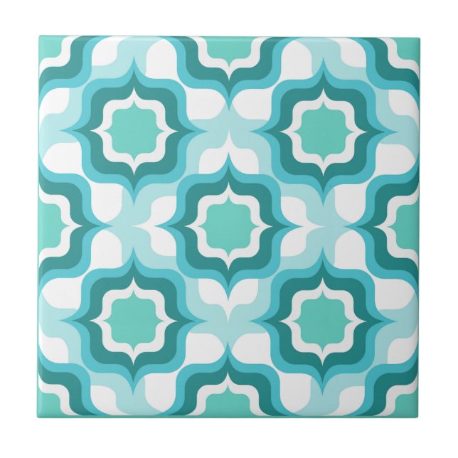 Retro Mediterranean Blue White Ceramic Tile (Front)