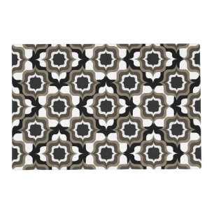 Retro Mediterranean Tiling Black White Grey Placemat