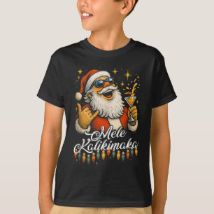 Retro Mele Kalikimaka Hawaiian Christmas Tail, Par T-Shirt