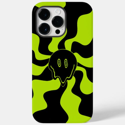 Retro melting smile in Lime Green and black Case_Mate iPhone 14 Pro Max Case