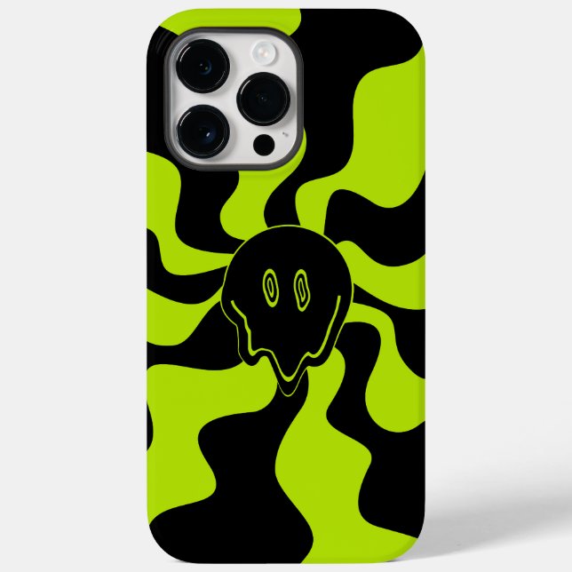 Retro melting smile in Lime Green and black Case-Mate iPhone Case (Back)