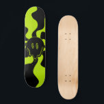 Retro melting smile in Lime Green and black Skateboard<br><div class="desc">Smile melt skateboard in lime green and black inspired by the '90s and Y2K aesthetic.
This skateboard would be a great gift for any skater with modern-retro vibes and a melting face making it trendy and fun.</div>