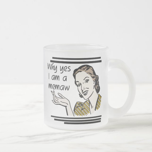 Retro Memaw T-shirts and Gifts Frosted Glass Coffee Mug (Right)