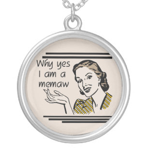 Retro Memaw T-shirts and Gifts Silver Plated Necklace