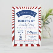 Retro memorial day birthday party invitations (Standing Front)