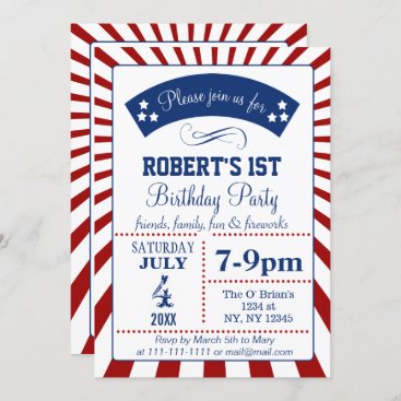 Retro memorial day birthday party invitations