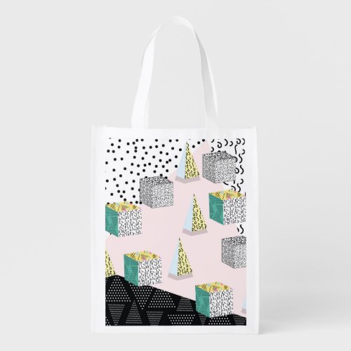 Retro Memphis 80s_90s Hipster Pattern Grocery Bag