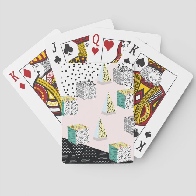 Retro Memphis: 80s-90s Hipster Pattern. Poker Cards (Back)