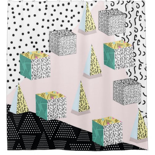 Retro Memphis 80s_90s Hipster Pattern Shower Curtain