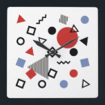 Retro Memphis Design Pattern Square Wall Clock<br><div class="desc">Geometric pattern inspired by the Memphis style.</div>