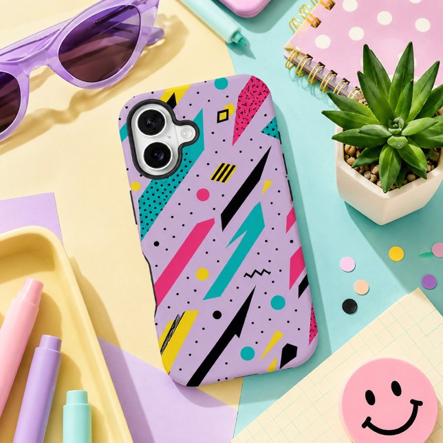 Retro Memphis Geometric Lightning Bolt iPhone Case (Creator Uploaded)