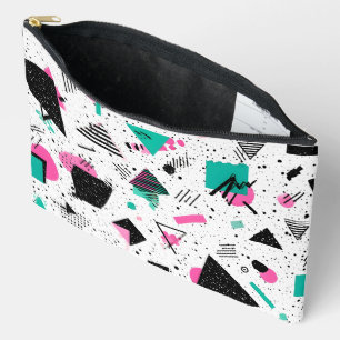 Retro Memphis Geometric Pattern Accessory Pouch