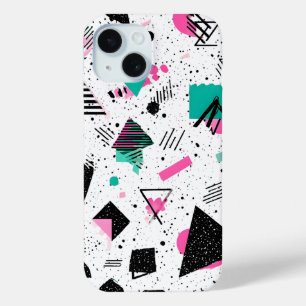 Retro Memphis Geometric Pattern iPhone 15 Case