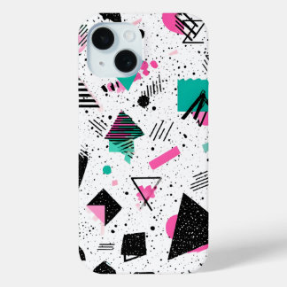 Retro Memphis Geometric Pattern iPhone 15 Case