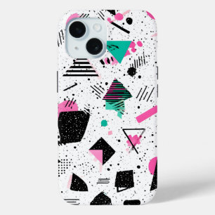 Retro Memphis Geometric Pattern iPhone 15 Case