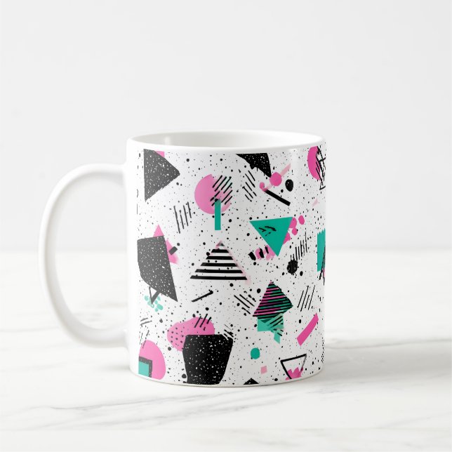 Retro Memphis Geometric Pattern Coffee Mug (Left)