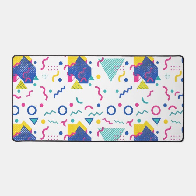 Retro Memphis Geometric Pattern Desk Mat (Front)