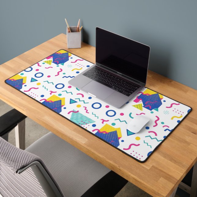 Retro Memphis Geometric Pattern Desk Mat (Office 2)