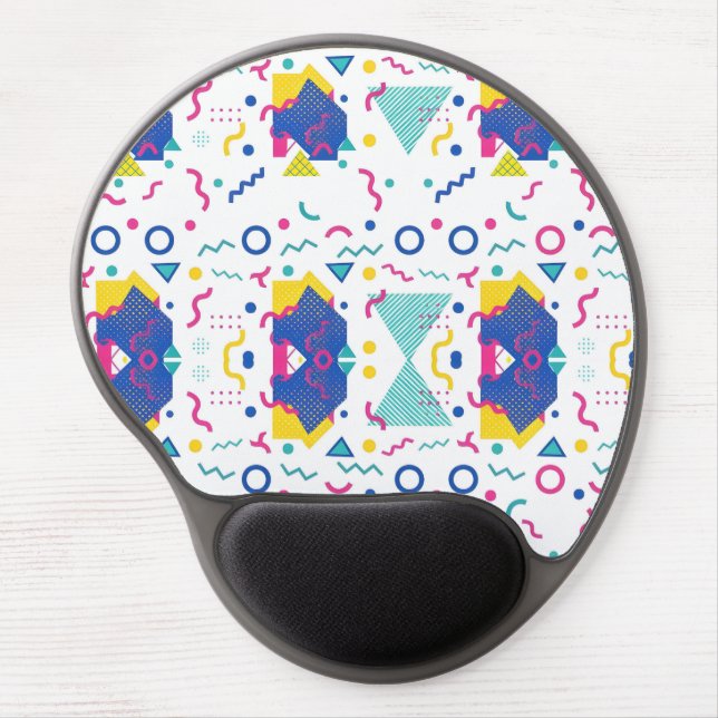 Retro Memphis Geometric Pattern Gel Mouse Pad (Front)