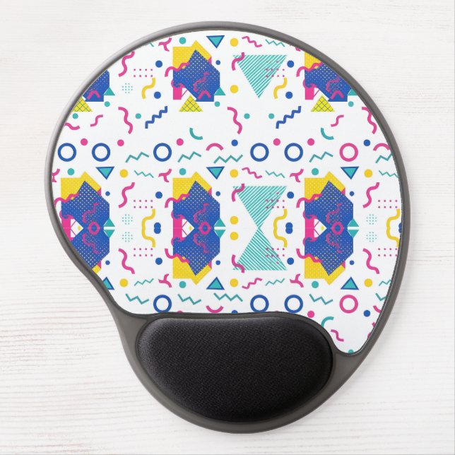 Retro Memphis Geometric Pattern Gel Mouse Pad (Front)