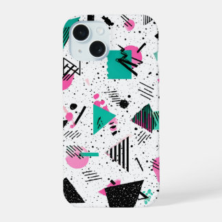 Retro Memphis Geometric Pattern iPhone 15 Case