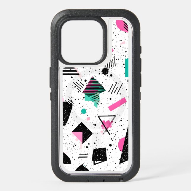 Retro Memphis Geometric Pattern iPhone 15 Pro Case (Back)